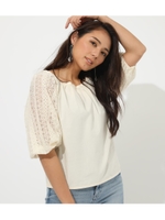 2WAY LACE SLEEVE TOPS/O/WHT1