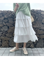 4段フリルティアードスカート/ホワイト