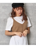 BACKボタンニットビスチェ/ベージュ(005)