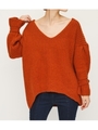 BUTTON SLEEVE V／N TOPS/D/ORG3
