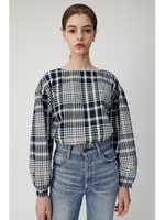 CHECK PUFF SLEEVE ブラウス/柄NVY5