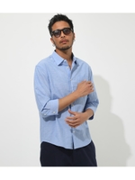 COTTON LINEN COOLMAX 3／4 SHIRT/SAX