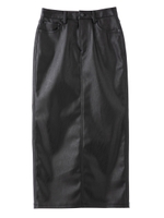 FAUX LEATHER MAXI SKIRT/ブラック