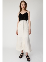 FRONT BUTTON LINEN BLEND スカート/IVOY3