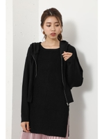 Glossy Knit ZIP PK-R/BLK