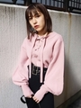 LACE UP SHORT BULKY KNIT/PNK