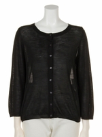 MERINOSウールニットカーディガン/ブラック