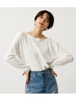 NUDIE WIDE RIB B／N KNIT TOPS/O/WHT1