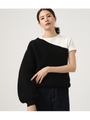 ONE SHOULDER KNIT TOPS/BLK