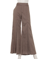 PLEATED FLARE PANTS/BROWN(CHECK)