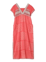 PRINT V NECK DRESS/レッド