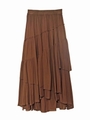 RAYON TIERED SKIRT/BROWN