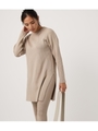 SIDE SLIT LONG KNIT TOPS/L/BEG1