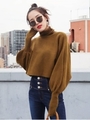 UP NECK VOLUME SLEEVE KNIT/KHK