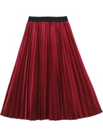 VELOUR PLEATED SKIRT/バーガンディ