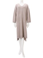 Vネックバックロングニットワンピース/モカ