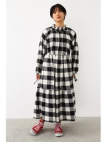 YASUTOMO ギャザー ワンピース/柄BLK5