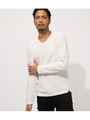 ZIGZAG PATTERN V／N L／S T-SHIRT/WHT