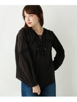 iocus フロント紐リボンレースアップブラウス/チャコールグレー(018)