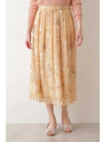 ｜美人百花 with 掲載｜[洗える]楊柳フラワープリントスカート/ベージュ系2(042)