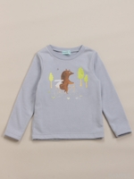 ［アーティストコラボ］アートアニマルプリント長袖Ｔシャツ/ブルー