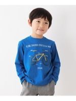 【100〜150cm】自転車プリントロングTシャツ/ブルー(092)