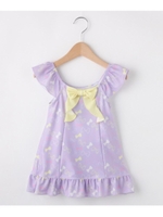 【90-130cm/UVカット/】フリルリボン スイムワンピース/ライトパープル(181)