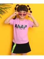 【ANAPKIDS】ホログラムロゴTシャツ/ピンク(008)