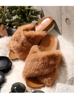 【ANAP】フェイクファークロスサンダル/ベージュ(005)