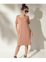 【Anap USA】 ロールアップスリーブUネックTシャツ/ベージュピンク(047)