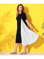 【CHILLE】 ドット切替ワンピース/ブラック(027)