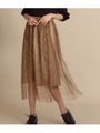 【CHILLE】 パイソン柄チュールプリーツスカート/ベージュ(005)