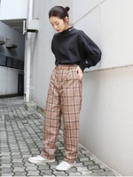 【Ca】チェックテーパードパンツ/MOC