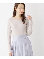 【GISELe4月号掲載】【洗える】抗菌防臭ランダムリブ裾ラウンドニット/ライトベージュ(051)