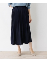 【M-LL】ギャザープリーツロングスカート/ネイビー(093)