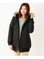 【M-LL】フード付き中綿コート/ブラック(019)