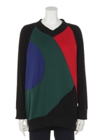 【PRIMA KASIH】ロゴ切替リブネックプルオーバー/ブラック