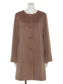 【Rewde】ノーカラーウールライクコート（9R06-12013)/モカ