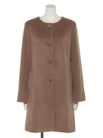 【Rewde】ノーカラーウールライクコート（9R06-12013)/モカ