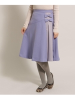 【SSサイズあり】ウーリッシュツイルリボンフレアスカート/ライトパープル(081)