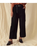 【Settimissimo】ハイウエストタックチノワイドパンツ/ブラック(027)