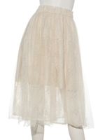 【S】レースレイヤードフレアスカート/O.WHT
