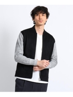 【Sサイズ〜】ニットコンビ ダンボールスエード ブルゾン/ブラック(019)