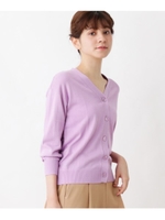 【UVカット・接触冷感・洗濯機可】綿レーヨンVネックカーディガン/ライトパープル(081)
