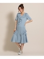 【WEB・一部店舗限定】DEBB（デプ）プリーツフリルワンピース/サックス(090)