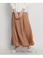 【WEB限定・洗える・S~Lサイズあり】ヴィンテージサテンロングスカート/ライトオレンジ(066)
