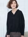 【WEB限定】Vネックドルマンニット/ブラック