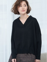 【WEB限定】Vネックドルマンニット/ブラック