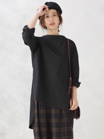 【WEB限定】スタンドカラーチュニックブラウス/ブラック