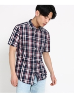 【WEB限定】半袖チェックシャツ/ボルドー(264)